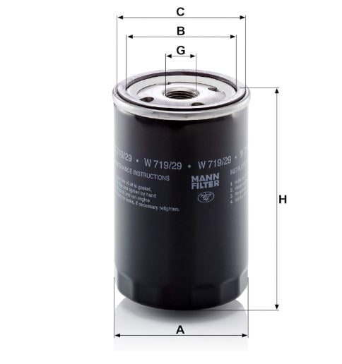 MANN-FILTER W 719/29 spin-on oil filter for VM/Vauxhall/GM/Carraro/Ferrari Agri